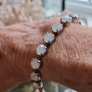 Sabika White Opalescent & Silver Bracelet